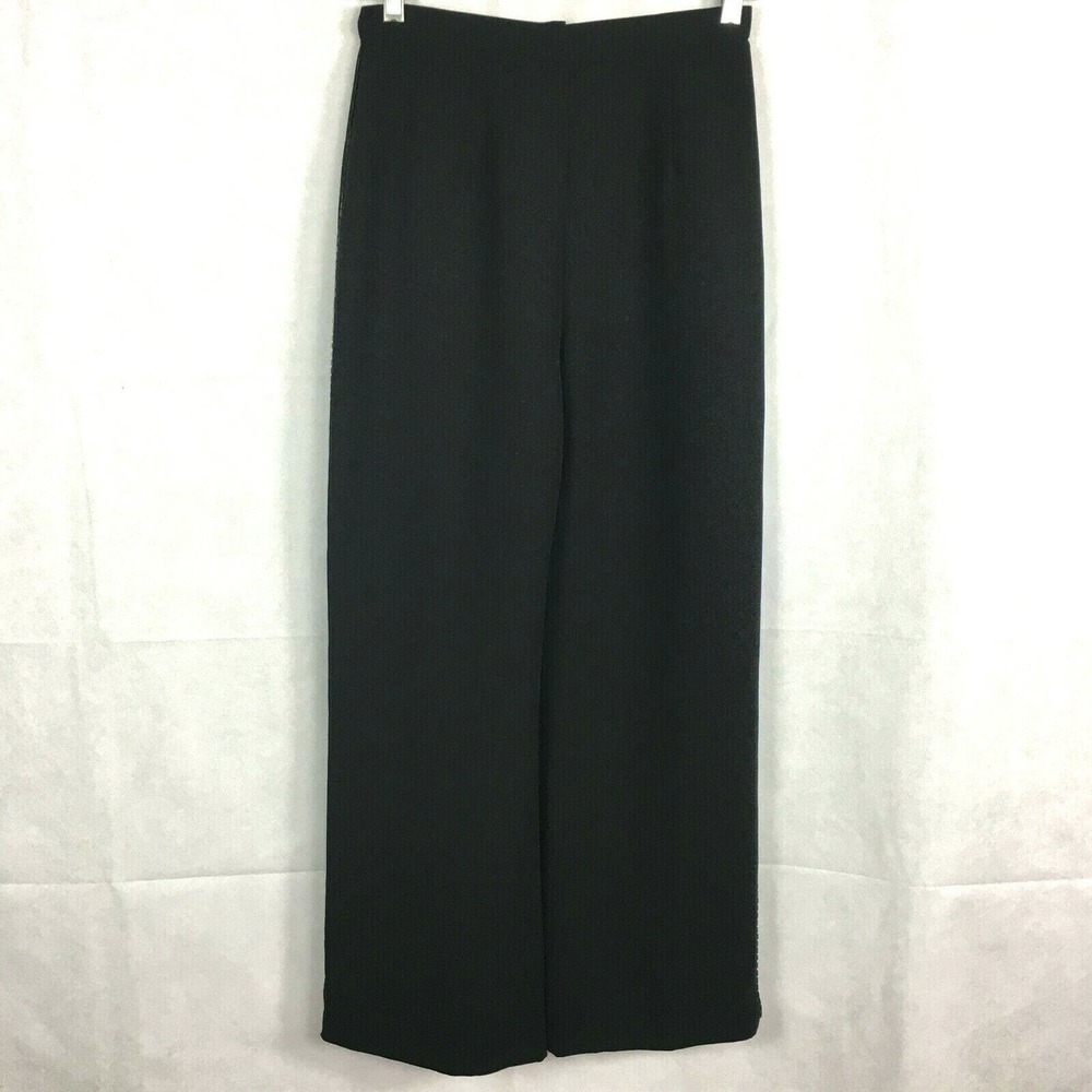 Donna Morgan Pants Womens Sz 4 Black Beaded Lined Wide Leg Formal Dress Cocktail